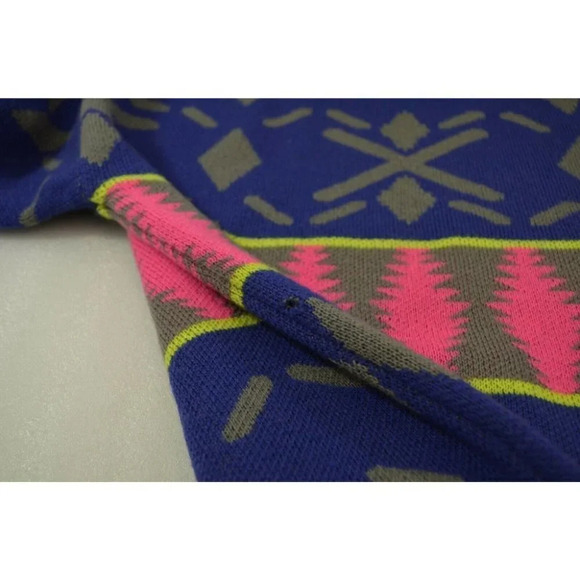 Descente Ugly Sweater Mens Small Geometric Blue Pink 100% Wool Vtg  Retro - Picture 5 of 12